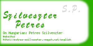 szilveszter petres business card